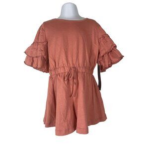 Mabel and Honey Girls Romper Size 6X Cotton Ruffled Short Sleeve Button Back